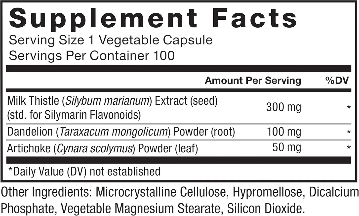 FORCE FACTOR Milk Thistle Liver Support with Dandelion Root and Artichoke, 300mg Silymarin, 100 Vegetable Capsules