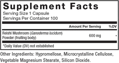FORCE FACTOR Reishi Mushroom 600 mg, 100 Vegetable Capsules