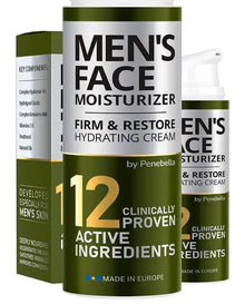 Face Moisturizer for Men - Firming & Restoring - Lightweight Hydrating & Anti-aging Cream - Day & Night Mens Skin care - Complex Hyaluronic 4D, Hydrolyzed Elastin, Vitamin C+E
