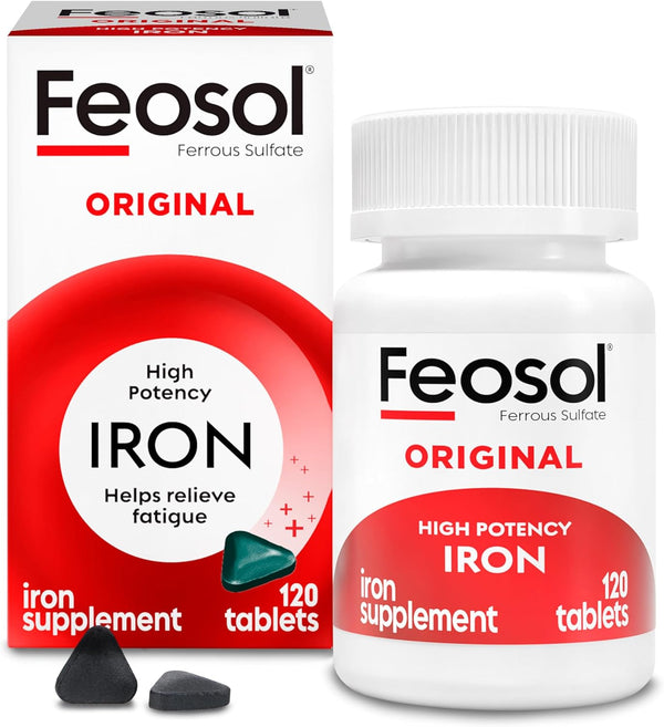 Feosol Original Iron Supplement Tablets, 325mg Ferrous Sulfate -120 ct