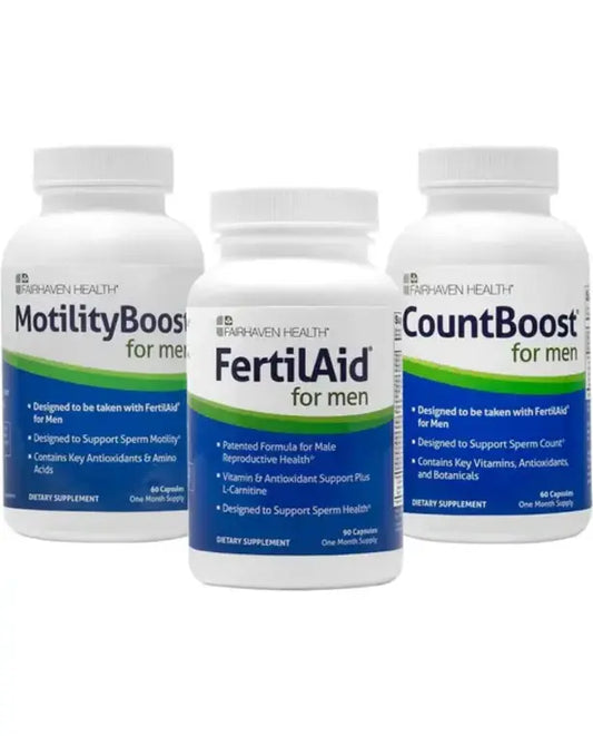 FertilAid for Men, MotilityBoost, Countboost Bundle - Male Fertility Stack with Preconception Vitamin & Fertility Formula Targets Count, Motility, Morphology, with Maca, Ashwagandha, CoQ10, Zinc
