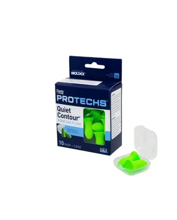 Flents Foam Ear Plugs, 10 Pair with Case for Sleeping, Snoring, Loud Noise, Traveling, Concerts, Construction, & Studying, NRR 33, Green, Made in the USA
