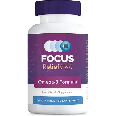 Focus Relief Plus Dry Eye Formula (90 ct. 30 Day Supply) Dry Eye Omega 3 Supplement - Dry Eye Relief Supplement -Omega 3 Fish Oil for Dry Eye
