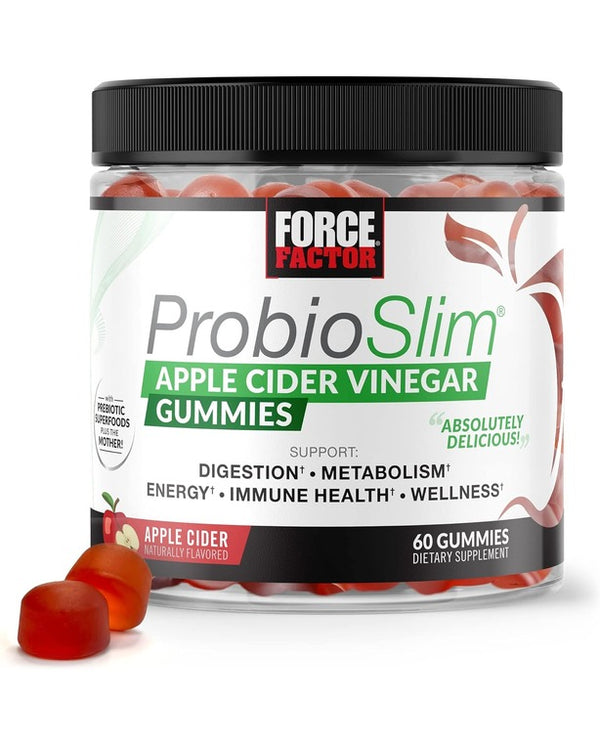 Force Factor ProbioSlim Apple Cider Vinegar Gummies with Organic
LactoSpore Probiotics and Prebiotics, 60 Gummies 