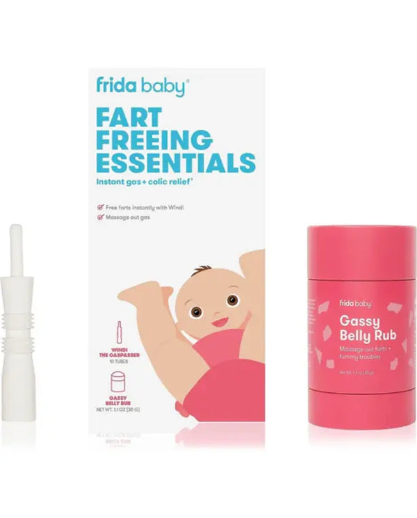 Frida Baby Fart Freeing Essentials | Includes Windi and Gassy Belly Rub for Safe, Natural, and Instant Gas and Colic Relief for Infants and Babies
