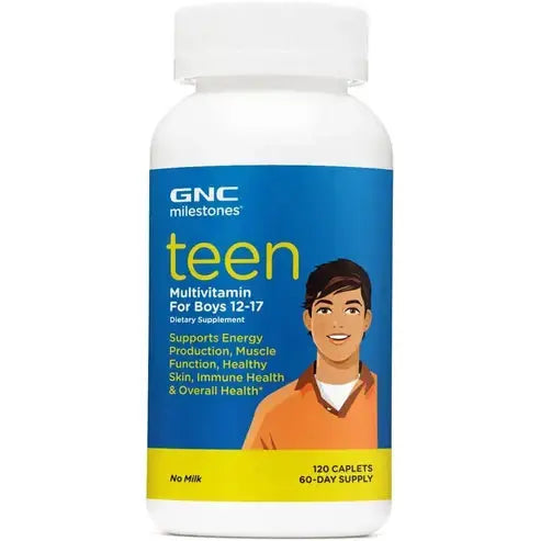 GNC Teen Multivitamin for Boys 12-17, Supports Energy, Muscle, Skin Immunity, 60 Servings
