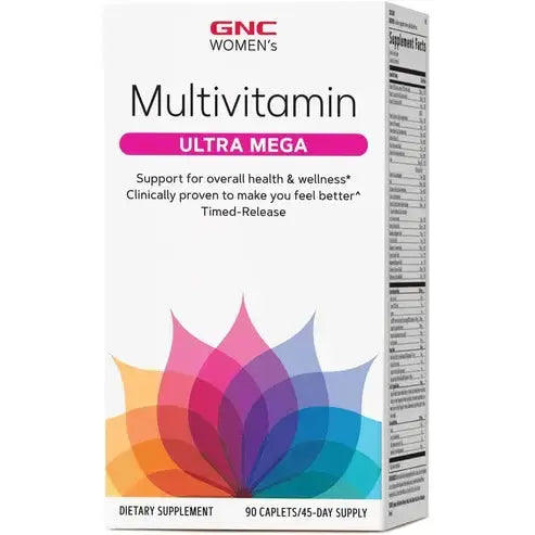 GNC Women's Ultra Mega Multivitamin | Supports Overall Health and Wellness in Women, Clinically Proven to Make You Feel Better, Timed-Release | 90 Caplets
