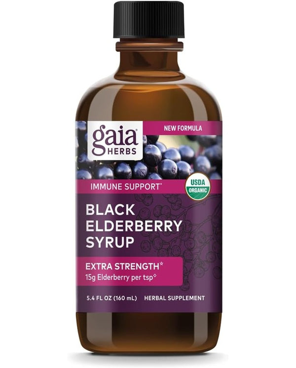 Gaia Herbs Black Elderberry (Sambucus Nigra) Syrup-Immune Support Supplement- Formula-5.4 Fl Oz (32-Day Supply)

