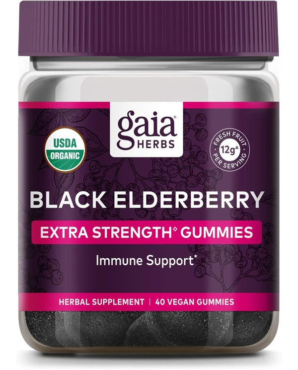 Gaia Herbs Black Elderberry (Sambucus Nigra)for Immune System Support - 40 Gummies
