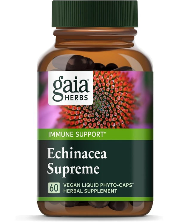 Gaia Herbs Echinacea Supreme - Immune Support Supplement - 60 Vegan Liquid Phyto-Capsules (30-Day Supply)
