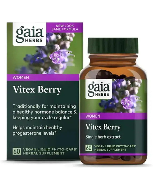 Gaia Herbs Vitex Berry (Chaste Tree) - Supports Hormone Balance & Fertility for Women - Helps Maintain Healthy Progesterone Levels to Support Menstrual Cycle Health - 60 Vegan Caps (30-Day Supply)
