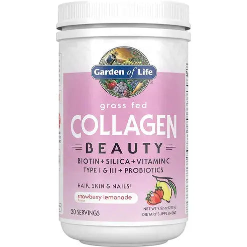 Garden of Life Grass Fed Collagen Beauty - Strawberry Lemonade, 20 Servings - Collagen Powder for Women Men Hair Skin Nails, Collagen Peptides Powder, Collagen Protein Hydrolyzed Collagen Supplements
