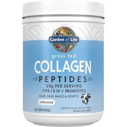 Garden of Life Grass Fed Hydrolyzed Collagen Protein Supplements Peptides Powder for Women Men Hair Skin Nails Joints, Post Workout, Paleo & Keto, 28 Servings, White, Unflavored, 19.75 Oz

