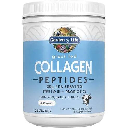 Garden of Life Grass Fed Hydrolyzed Collagen Protein Supplements Peptides Powder for Women Men Hair Skin Nails Joints, Post Workout, Paleo & Keto, 28 Servings, White, Unflavored, 19.75 Oz
