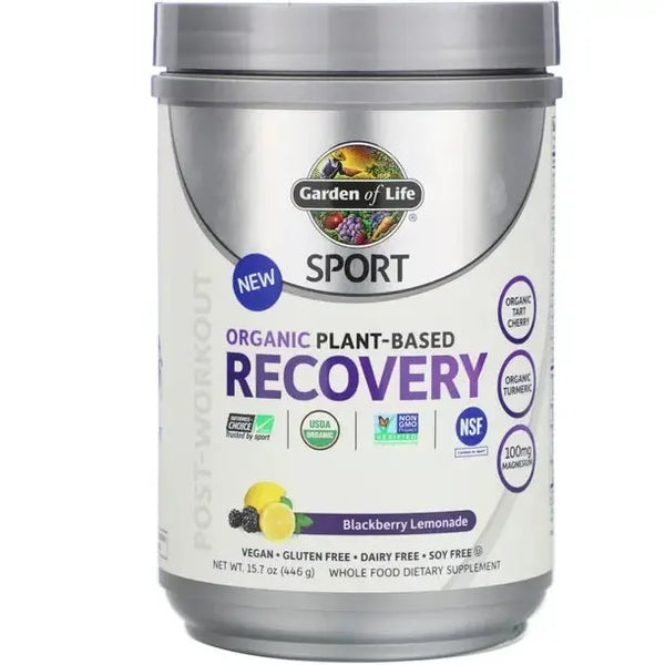 Garden of Life Sport Vegan Organic Plant Based Post Workout Muscle Recovery Powder for Men & Women - BlackBerry Lemonade 30 Servings, 100mg Magnesium, Antioxidants, Supplements, 15.7 Oz
