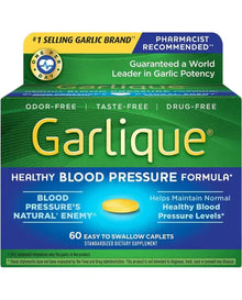 Garlic Extract Supplement, Healthy Blood Pressure Formula, Odorless & Vegan, 60 Caplets

