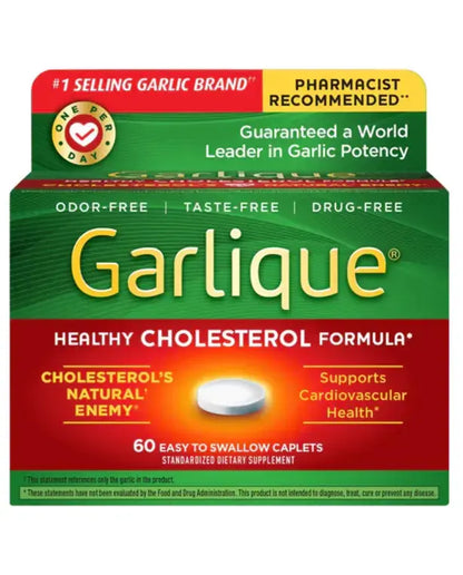 Garlique 60 Tablets - Heart & Cholesterol Support, Odor-Free, High Potency supplements
