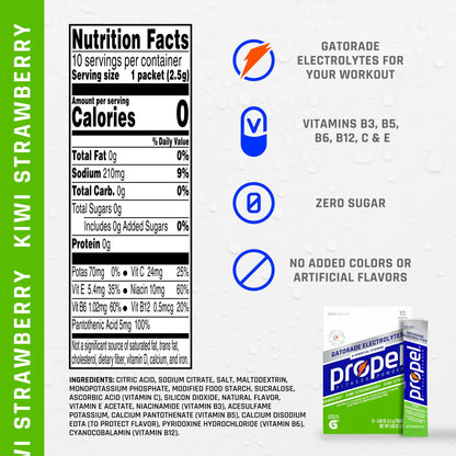 Gatorade Propel Powder Packet Electrolyte Kiwi Strawberry Flavor - 10 count