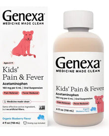 Genexa Children's Acetaminophen Pain and Fever Reducer | 160 mg per 5mL | Made with Delicious Organic Blueberry Flavor | 4 Fluid Ounces
