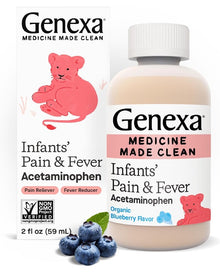Genexa Infants’ Acetaminophen Oral Suspension | for Babies | Temporarily Relieves Pain and Fever Symptoms | 160 mg per 5 mL | Organic Blueberry
