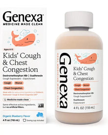 Genexa Kid’s Liquid Cough & Chest Congestion Medicine | Multi-Symptom Congestion Relief | Organic Blueberry Flavor | 4 Fluid Ounces
