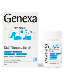 Genexa Kids' Tummy Relief - 30 Antacid Chews - Calcium Carbonate Acid Reducer - Certified Vegan, Gluten Free & Non-GMO
