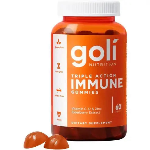 Goli Immune Gummy Vitamin - 60 Count - Elderberry, Vitamin C, D & Zinc, Vegan, Non-GMO, Gluten-Free & Gelatin-Free
