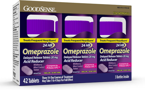 GoodSense Omeprazole 20 mg, Acid Reducer, 42 Delayed Release Tablets