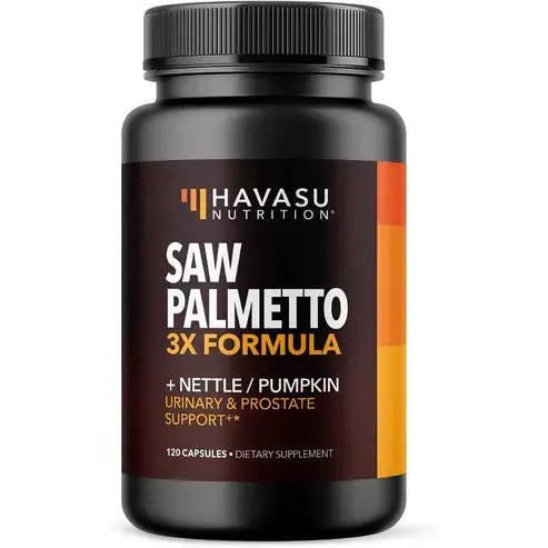 Havasu Nut Palmetto Prostate Supplement for Men | Nettle Seed & Pumpkin Seed Oil Capsules for Potent 3X Formula | Ultimate Prostate & Bladder Support for Older Men | 2 Month Supply with 120 Male Pills
