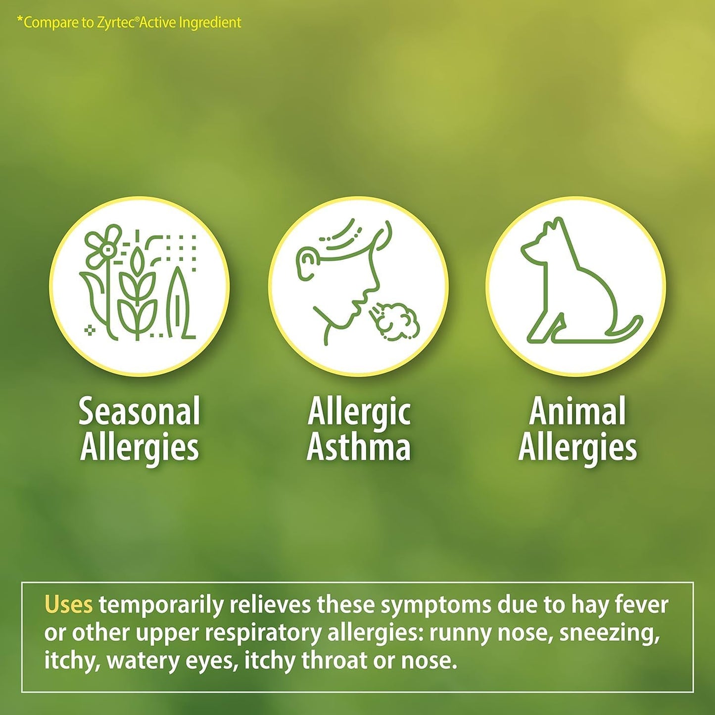 HealthA2Z Allergy Relief | Cetirizine 10mg | All Day Allergy Relief | Indoor & Outdoor | Relief from Itchy Throat, Sneezing, Runny Noses (10 Count (Pack of 3))