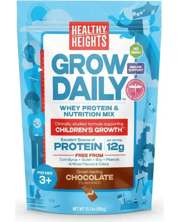 Healthy Height Grow Daily 3 Protein Powder (Chocolate) - Developed by Pediatricians - High in Protein Nutritional Shake - Contains Key Vitamins & Minerals
