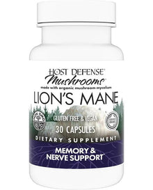 Host Defense, Lion's Mane Capsules, Promotes Mental Clarity, Focus and Memory, Mushroom Supplement, 60 Count
