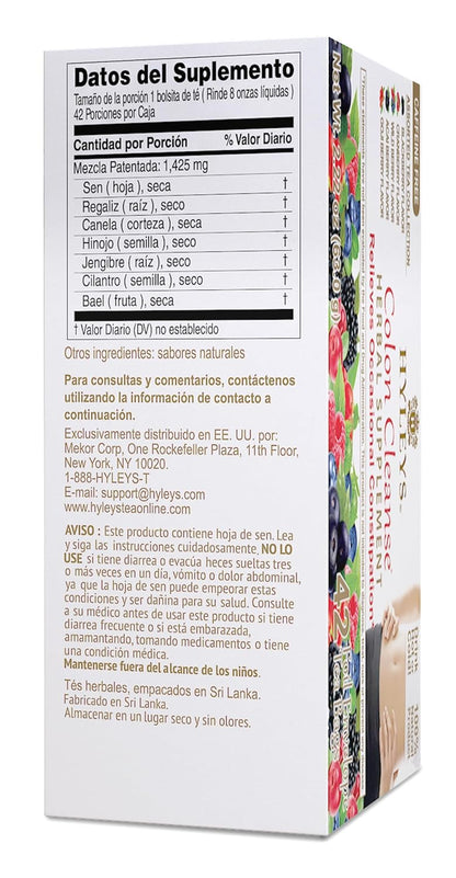 Hyleys Colon Cleanse Tea, Assorted, 42 Individually Wrapped Herbal Tea Bags | Herbal Detox Tea with Senna, Fennel & Ginger, Supports Digestion, Regularity & Gut Reset, Caffeine Free, Gluten Free