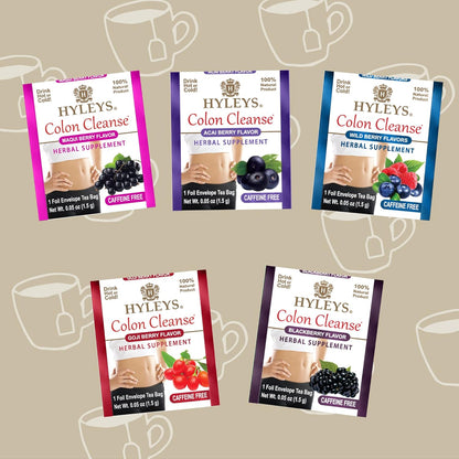 Hyleys Colon Cleanse Tea, Assorted, 42 Individually Wrapped Herbal Tea Bags | Herbal Detox Tea with Senna, Fennel & Ginger, Supports Digestion, Regularity & Gut Reset, Caffeine Free, Gluten Free
