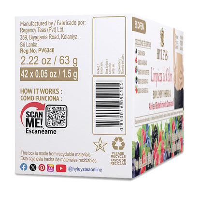 Hyleys Colon Cleanse Tea, Assorted, 42 Individually Wrapped Herbal Tea Bags | Herbal Detox Tea with Senna, Fennel & Ginger, Supports Digestion, Regularity & Gut Reset, Caffeine Free, Gluten Free