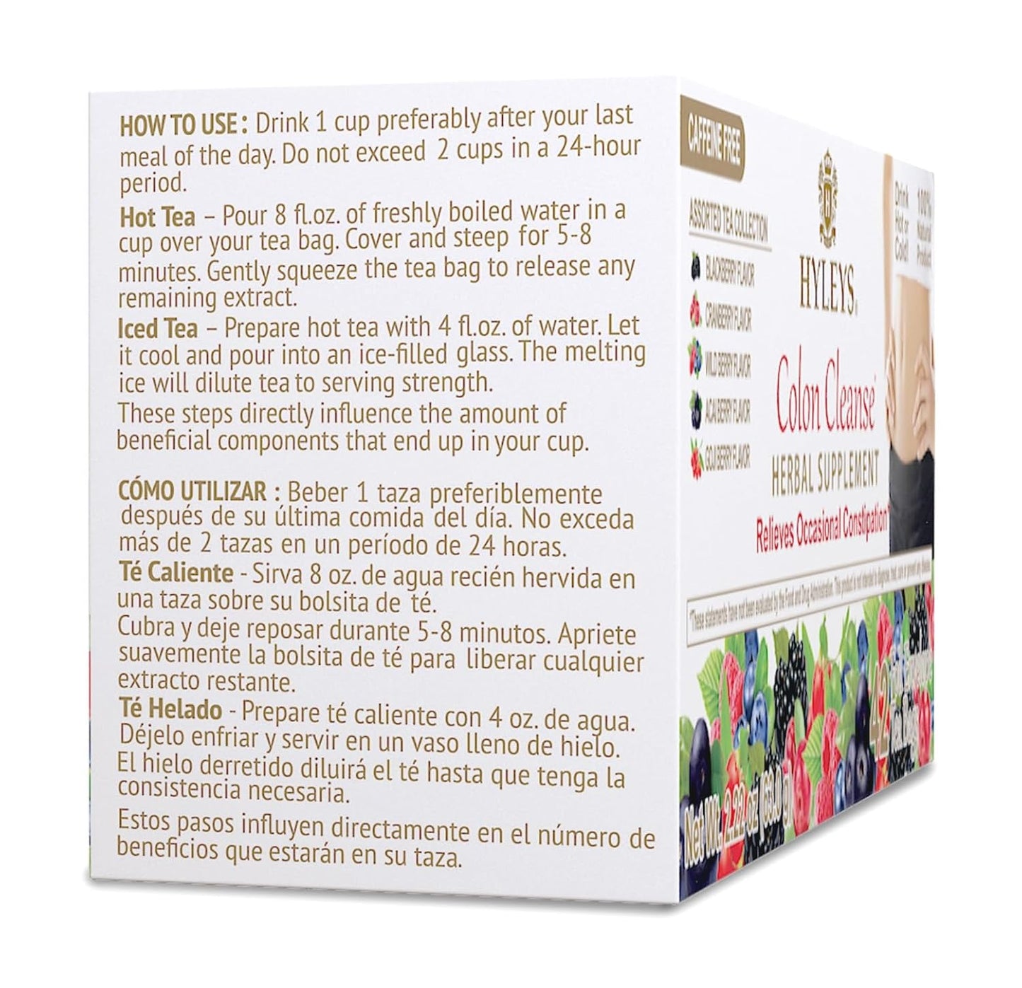 Hyleys Colon Cleanse Tea, Assorted, 42 Individually Wrapped Herbal Tea Bags | Herbal Detox Tea with Senna, Fennel & Ginger, Supports Digestion, Regularity & Gut Reset, Caffeine Free, Gluten Free