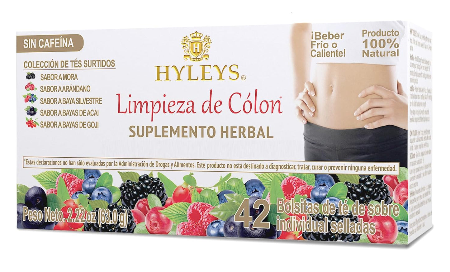 Hyleys Colon Cleanse Tea, Assorted, 42 Individually Wrapped Herbal Tea Bags | Herbal Detox Tea with Senna, Fennel & Ginger, Supports Digestion, Regularity & Gut Reset, Caffeine Free, Gluten Free