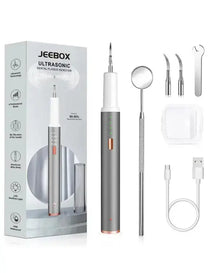 JEEBOX Plaque Remover for Teeth, Electric Tooth Cleaner Tartar Remover for Teeth, Teeth Cleaning Kit Dental Tools with 4 Adjustable Modes & 2 Replaceable Heads & Oral Mirror & LED Light
