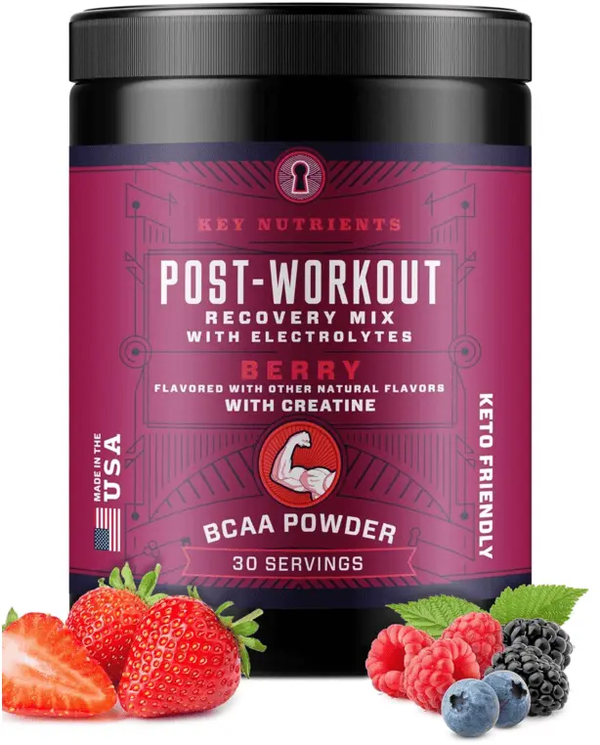 KEY NUTRIENTS Post Workout Electrolytes BCAA Powder - Post Workout Recovery Drink + Electrolytes Powder - Muscle Recovery & Muscle Builder for Men