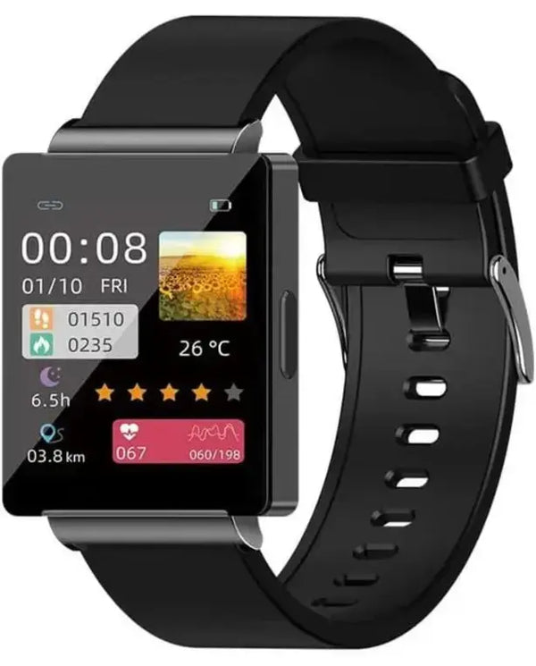 KS01 Non-Invasive Blood Glucose Test Smart Watch Built in NFC Ip67 Waterproof Fitness Blood Pressure Blood Oxygen HRV Sleep Temperature Monitoring Tracking Full Touch Health Tracker for Android & iOS
