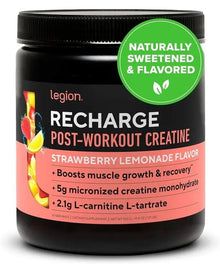 LEGION Recharge Post Workout Supplement - All Natural Muscle Builder & Recovery Drink with Micronized Creatine Monohydrate Naturally Sweetened & Flavored, (Strawberry Lemonade, 30 Serve)
