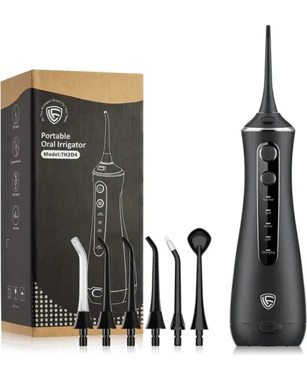 LF Water Dental Flosser for Teeth with 6 Jet Tips, 4 Modes, Professional Cordless Cleaner Picks for Teeth Cleaning, IPX7 Waterproof, Portable, Rechargeable Power Floss Oral Irrigator for Home Travel
