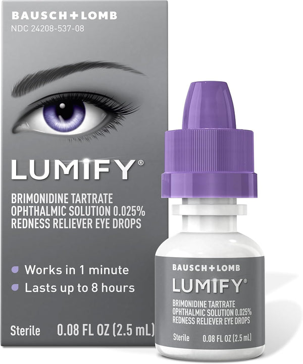 LUMIFY Redness Reliever Eye Drops, For Whiter & Brighter Looking Eyes, 0.08 Fl Oz (2.5 mL)

