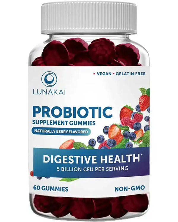LUNAKAI Probiotic Gummies for Women and Men Digestive Health, 60 Gummies
