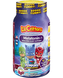 L'il Critters PJ Masks Gummy Melatonin Supplement for Kids, Drug-Free Sleep Support, 60 Gummies
