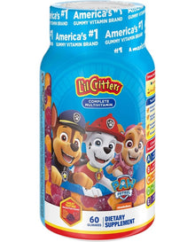 L’il Critters Paw Patrol Gummy Vites Daily Gummy Multivitamin for Kids, Vitamin C, D3 for Immune Support Cherry, Orange and Blueberry Flavors, 60 Gummies

