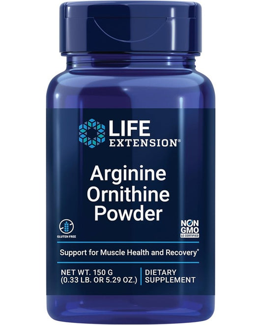 Life Extension Arginine Ornithine Powder, Promotes Muscle Health & Recovery, Gluten Free, Non-GMO, net Weight 150 Grams
