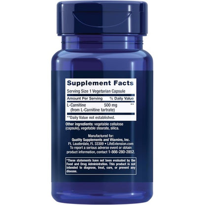 Life Extension L-Carnitine, 500mg, 30 Capsules