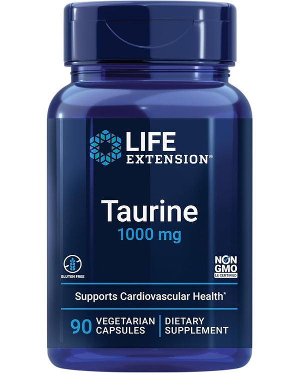 Life Extension Taurine, Pure Taurine Amino Acid Supplement, Heart, Liver and Brain Health, Longevity, Muscle and Exercise, 1000 mg dose, Non-GMO, Gluten-Free, Vegetarian, 90 Vegetarian Capsules
