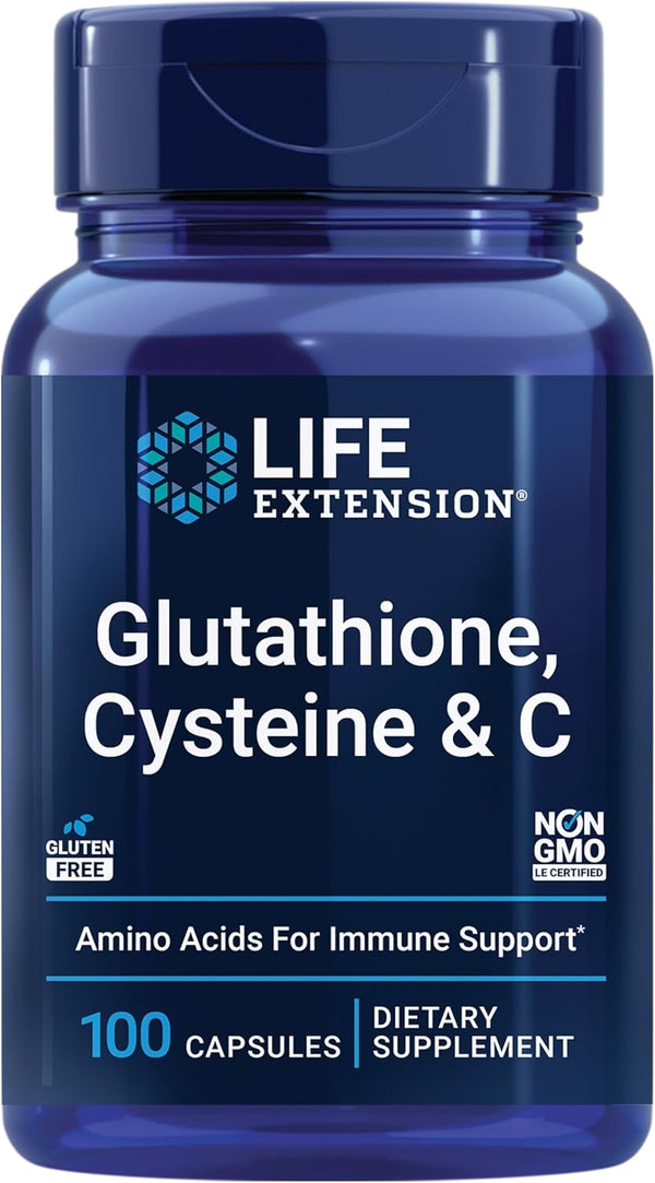 Life Extension Glutathione, Cysteine & C, 500 mg of Vitamin C, 100 Capsules